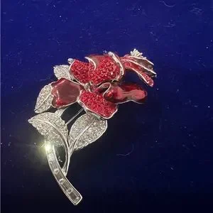 Nolan Miller Jewelry Nolan Miller Vintage Red Rose Brooch